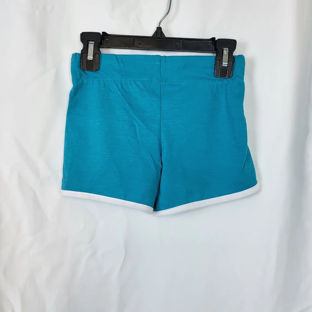 Old Navy Girls Teal White Dolphin-Hem Jersey‎ Cheer Drawstring Shorts XS/5 New